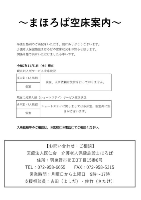 空床状況のサムネイル